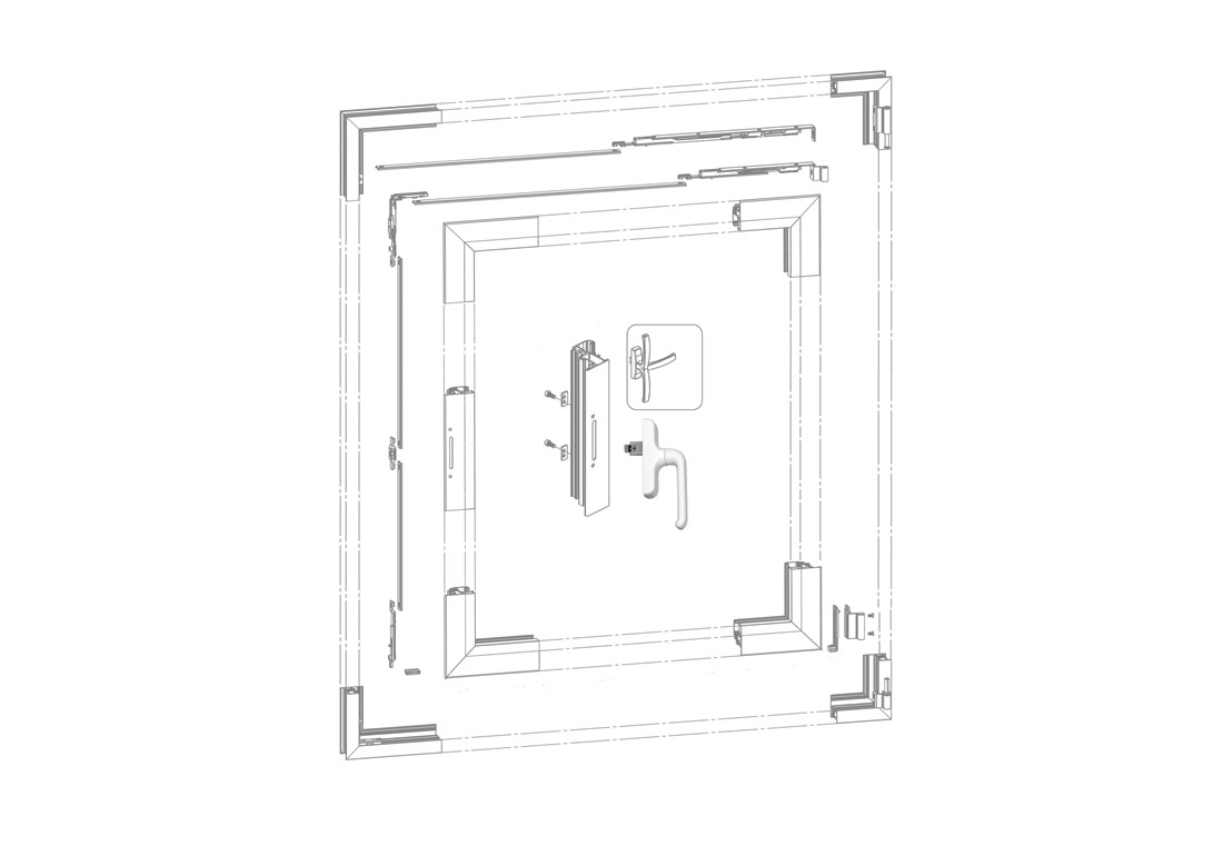 , DOMUS: Μηχανισμός Ανοιγοανάκλισης Χ-100 (εξ-εκατό), Κτίσμα &amp; Αλουμίνιο