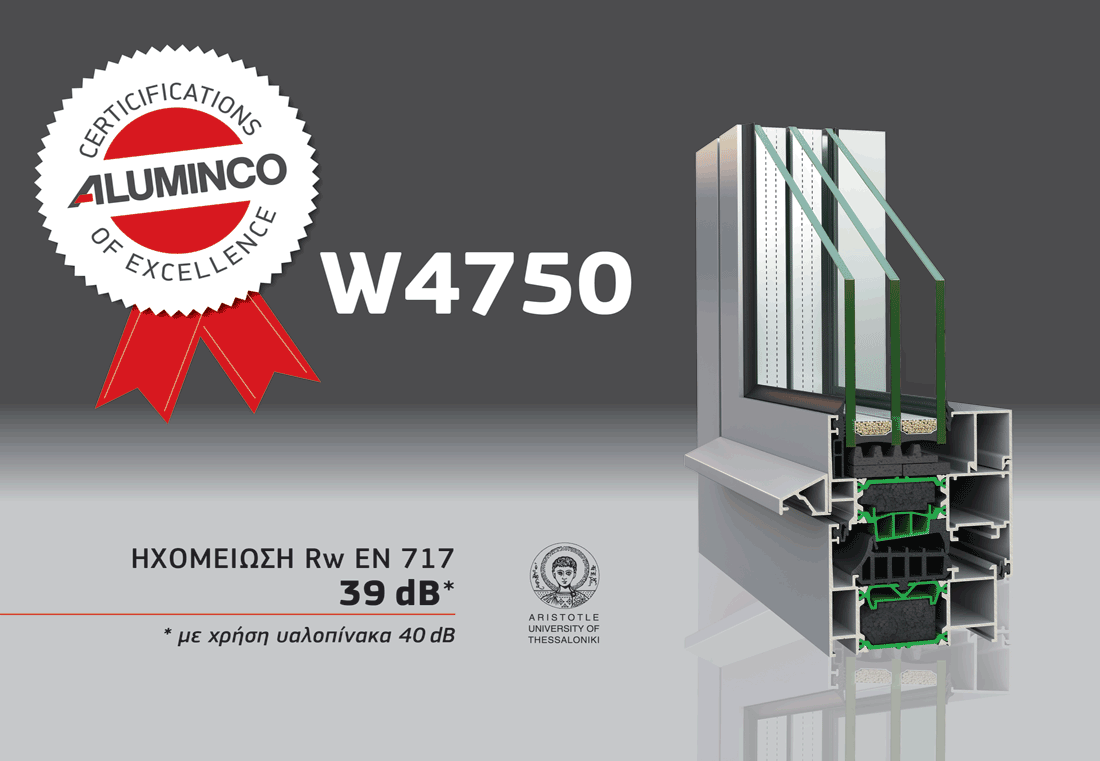 , ALUMINCO: Το ALUMINCO W4750 εξελίσσεται σε σύστημα υπέρ αποδόσεων με την νέα πιστοποίηση ηχομείωσης, Κτίσμα &amp; Αλουμίνιο