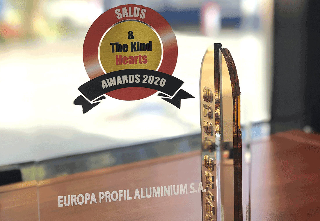 , EUROPA: Βράβευση της EUROPA στα Salus &#038; The Kind Hearts Awards 2020, Κτίσμα &amp; Αλουμίνιο